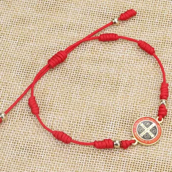 Rotes Seil st. Benedict gewebtes Armband religiöse Mode tropfende Öl legierung Armband Zubehör