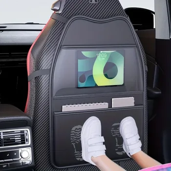 PU Leder Auto Sitz Kick Proof Pad mit Taschen Multifunktionale Tablet Halter Auto Sitz Zurück Schutz Abdeckung