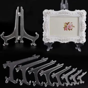 Klar Kunststoff Platte Display-ständer Bild Rahmen Staffelei Halter 3 "5" 7 "9" transparent Fall Halter Hause