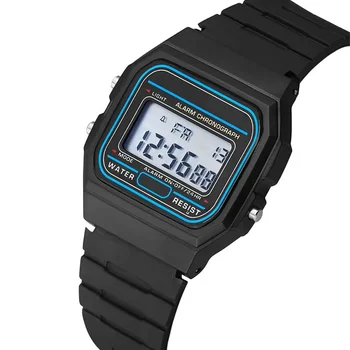 Sport-LED-Digitaluhren für Herren, einfache kleine quadratische Zifferblatt, elektronische Uhr, Silikonband