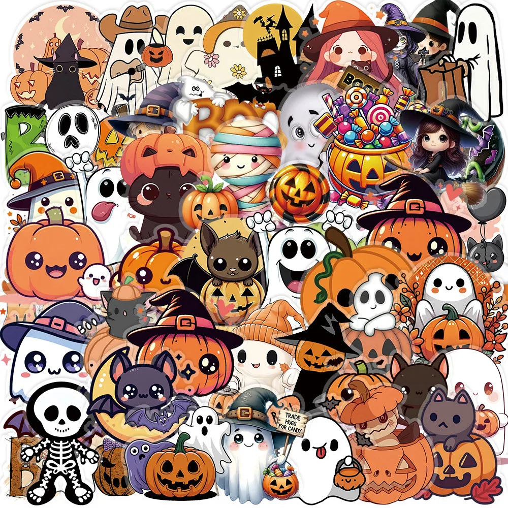 50 Stück neue transparente Halloween-Aufkleber – DIY-Dekor