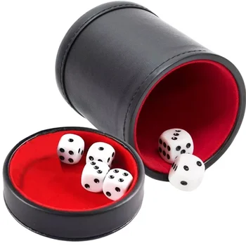 Doppelschicht-Würfelbecher, neues schwarzes PU-Leder, rotes Flanell-Würfelbecher, Barspiel