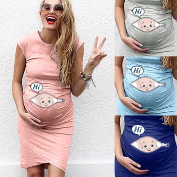 Süßes Umstandskleid, lockeres Freizeitkleid, Damen-Umstandskleidung, Übergröße, schwangere Frau, Umstandskleid