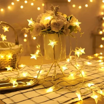 LED-Lichterkette für den Außenbereich, Sternkette, Lichterkette, Girlande, Lichter, Glühbirne, Lichterkette