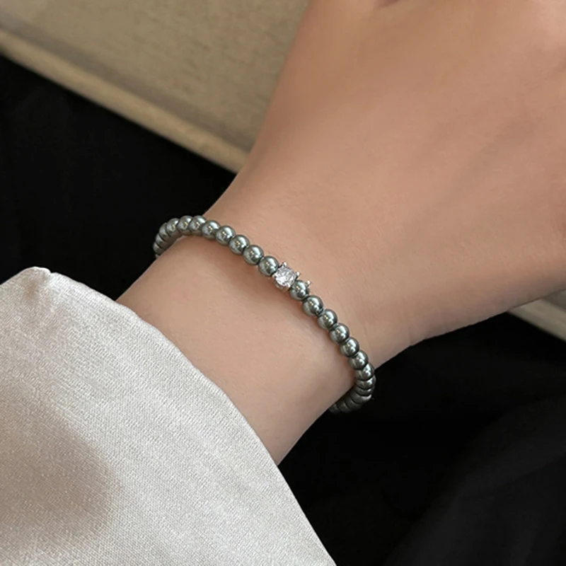 Französisches Retro-Einzel-Zirkon-Perlenarmband für Frauen – Bild 5