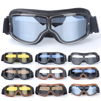 Fahrrad Motorrad Brille Winddicht Motorrad Helm Brille Sonnenbrille Retro Universal Leder Retro Motorrad