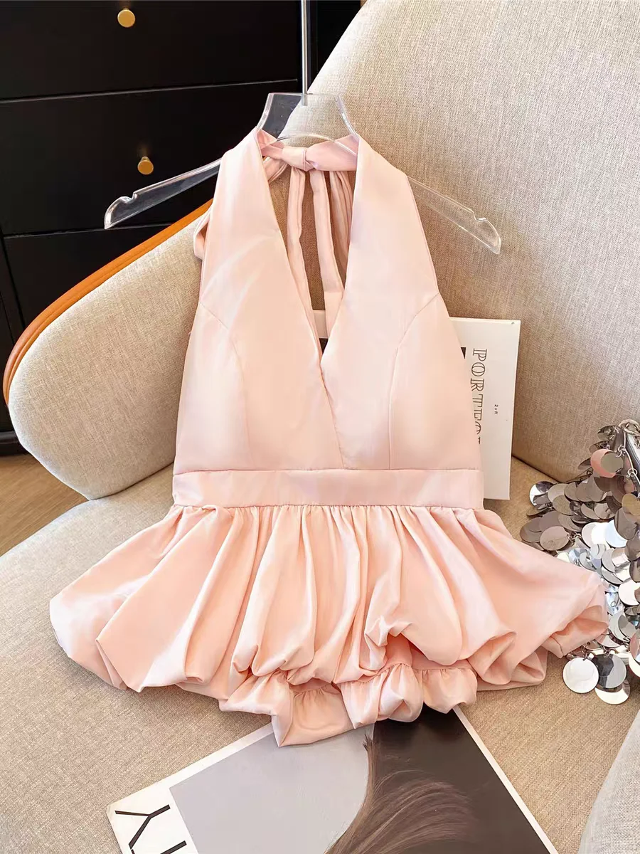 Sommer-Neckholder-Top für Damen mit V-Ausschnitt und – Bild 3