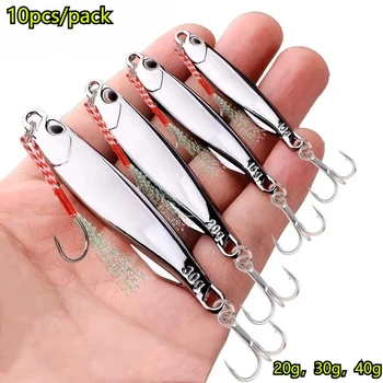 Paket Angeln Metall Jig Lockt 20g 30g 40g Überzug Silbrig Metall Jig Köder Angeln Locken Salzwasser (10 Stück)