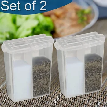 2in1 Camping Gewürz Shaker Mehrzweck Gewürz Glas Mit Deckel 2-Fach Outdoor BBQ Kochen Salz pfeffer Lagerung