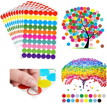 6mm 8mm 10mm 19mm 20mm 40mm Farbige Punkt Aufkleber Polka Kreis Büro Klassenzimmer Party Dekoration Spielzeug