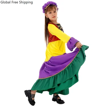 Karneval Neues Spanisch-Mexikanisches Kinderkostüm Cosplay Mädchen Festival Großer Rock Kleid Party
