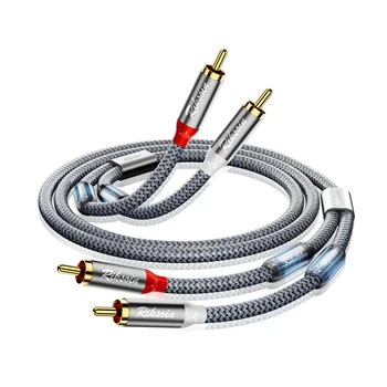 2RCA-Stecker auf 2RCA-Stecker Stereo-Audiokabel mit Magnetring, Unterstützt [Hi-Fi, Abgeschirmt]