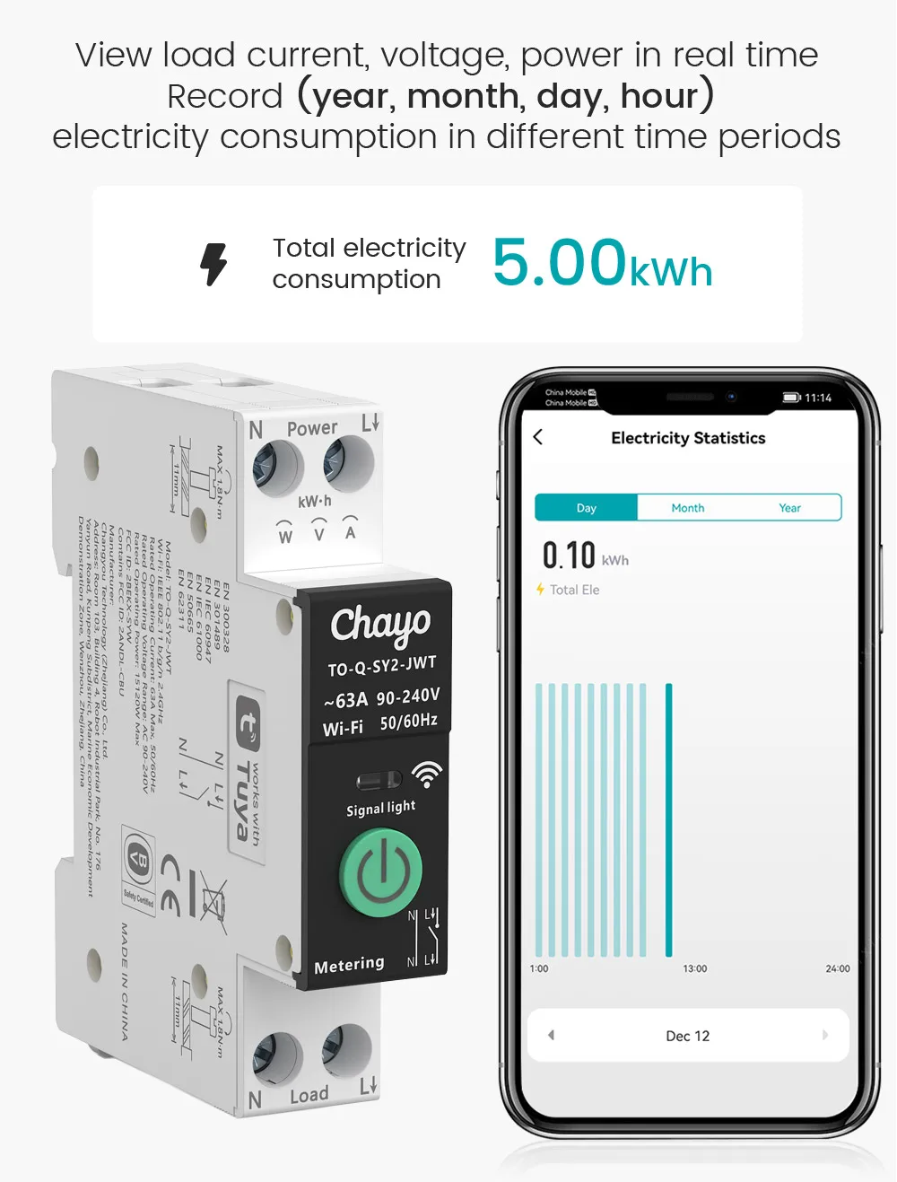 Tuya wifi/zigbee mcb smart stromsc halter über strom unter – Bild 4