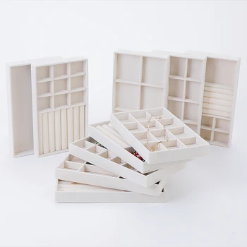 Beflockte Schmuckschatulle, Schmucktablett, Farbe: Beige