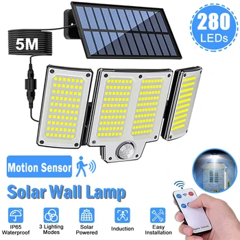234/280 LED-Solarleuchten für den Außenbereich, Bewegungsmelder, Solar-Flutlichter, wasserdicht