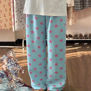 Anime JOJO STEEL BALL RUN Jonathan Joestar Cosplay Hosen Kostüm Blaue Freizeithosen Sommer Heim-Pyjamas