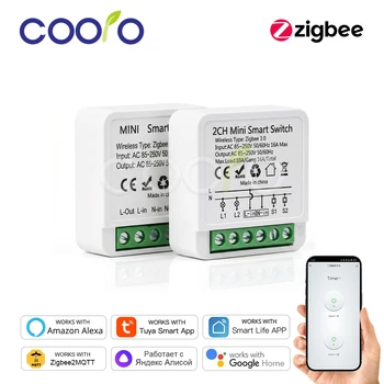 Zigbee 16A 1CH/2CH Smart Switch Breaker Mini Smart Home Relais Automatisierungsmodul Kompatibel mit Tuya Hub