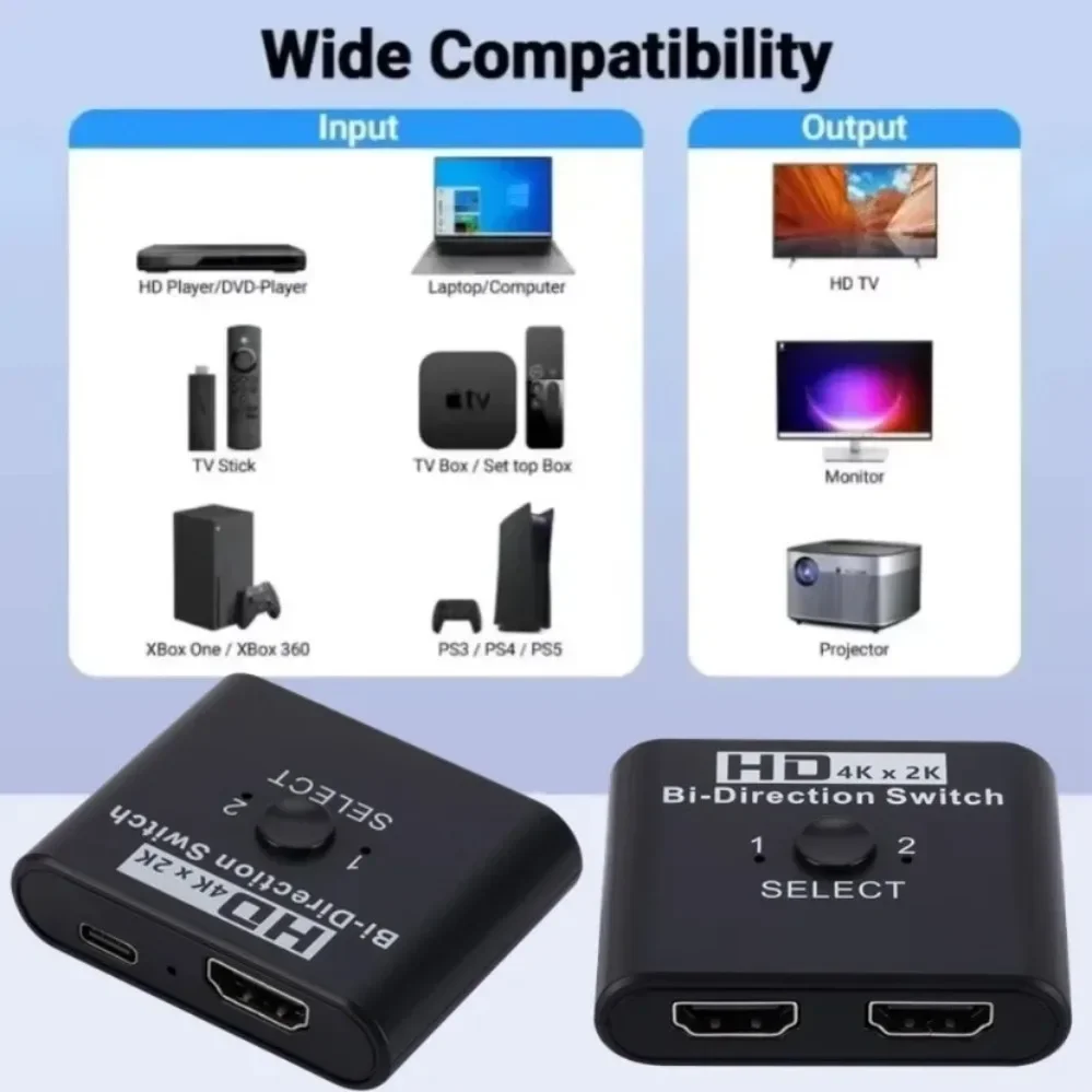 2 Ports Bidirektionaler HDMI-kompatibler Video-Umschalter – Bild 3