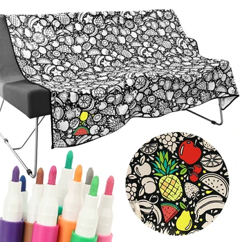 DIY-Maltdecke mit 24 farbigen Marker, Decke mit kreativem Personalisierungsmuster, Stressabbau, einzigartiges