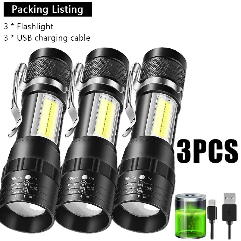 Tragbare wiederaufladbare LED-Taschenlampe mit Stiftclip
