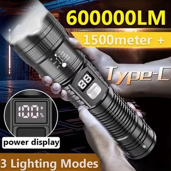 6000000 LM LED Taschenlampe Wiederaufladbare High Power Militärische Taktische Taschenlampe Teleskop Zoom