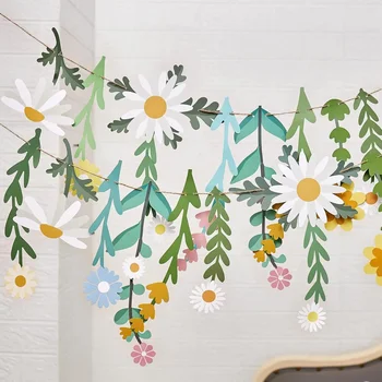 Buntes DIY Frühlingsblumen-Geburtstagsbanner für Kinder, Klassenzimmerdekoration, langes