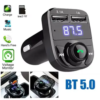 Bluetooth FM-Transmitter mit MP3-Player, Freisprechen und 2× USB