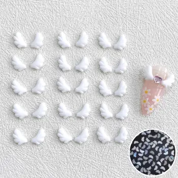 Weiß 3D Acryl Engel Flügel Nail art Charms Kawaii Zubehör Teile Manciure Nägel Dekoration Design (30 Stück)