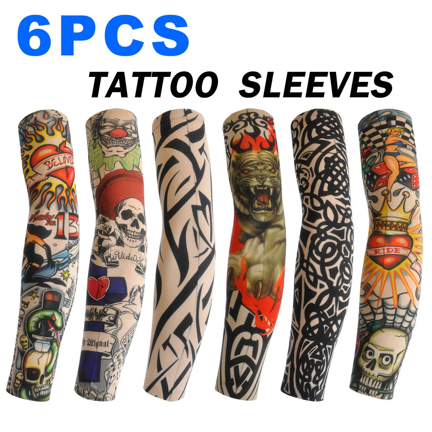 6-teilige Tattoo-Ärmel für Männer und Frauen
