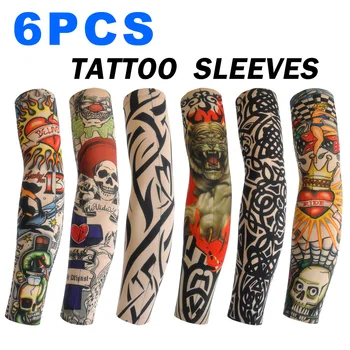 Tattoo-Ärmel für Männer und Frauen, Anti-Sonnenbrand-Ärmel, elastisch, für den Außenbereich (6 Stück)