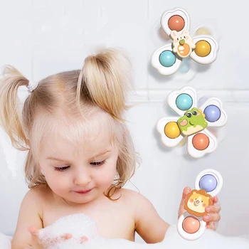 3 in 1 Saugnäpfe Kreisel Spielzeug Für Baby Spiel Infant Beißring Relief Stress Pädagogisches Rotierenden