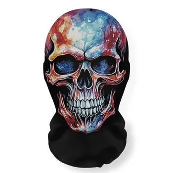 Halloween Skelett Maske elastische Mesh Kapuze gruselige Party Cosplay Prop atmungsaktive Gesichtsbedeckung