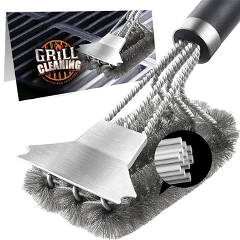 LMETJMA Sichere Grillbürste und Schaber mit Deluxe-Griff, 18-Zoll-Grillreinigerbürste, Grillbürste mit Borsten