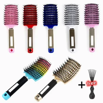 Haarbürste, Peeling-Haarbürste, Borsten, Damen-Kamm für nasses lockiges Haar, Salon-Haar-Styling-Werkzeug