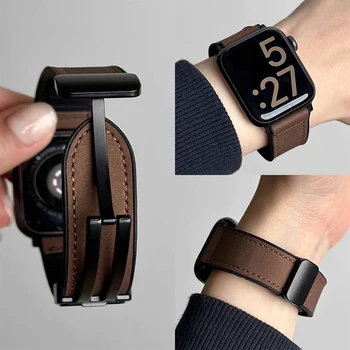 Lederarmband für Apple Watch 10 Ultra 9 Band 46 mm 49 mm 42 mm 44 mm 45 mm 40/41 mm Armband Herren Silikon
