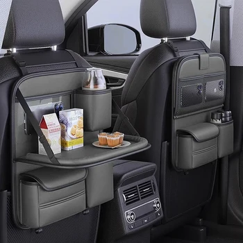 SEAMETAL Auto Rücksitz Tisch Lagerung Tasche Klapptisch Mülleimer Pu Leder Multifunktionale Hängende Lagerung