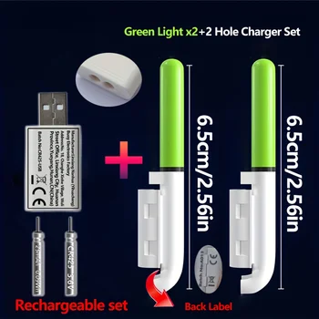 Angelset 5-teilig (2 Rutenendlichter + 2 wiederaufladbare CR425-Batterien + 1 Dual-Port USB-Ladegerät)
