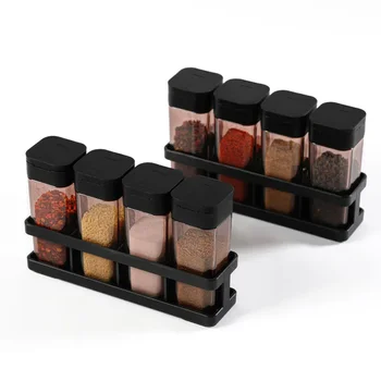 Gewürz-Organizer-Set 4-in-1 - stapelbare Küchenflaschen, luftdichte Deckel zum Backen von Salz und Pfeffern