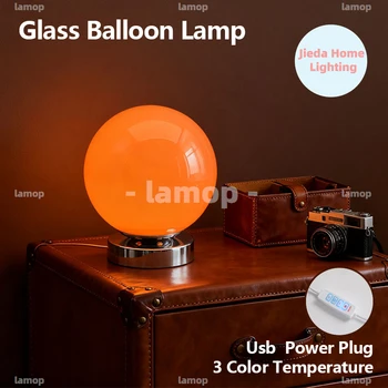 Murano-Glas Schreibtischlampe USB-Betrieben Glas-Tischlampe Nachttischlampe Vintage Glaslampe mit 3