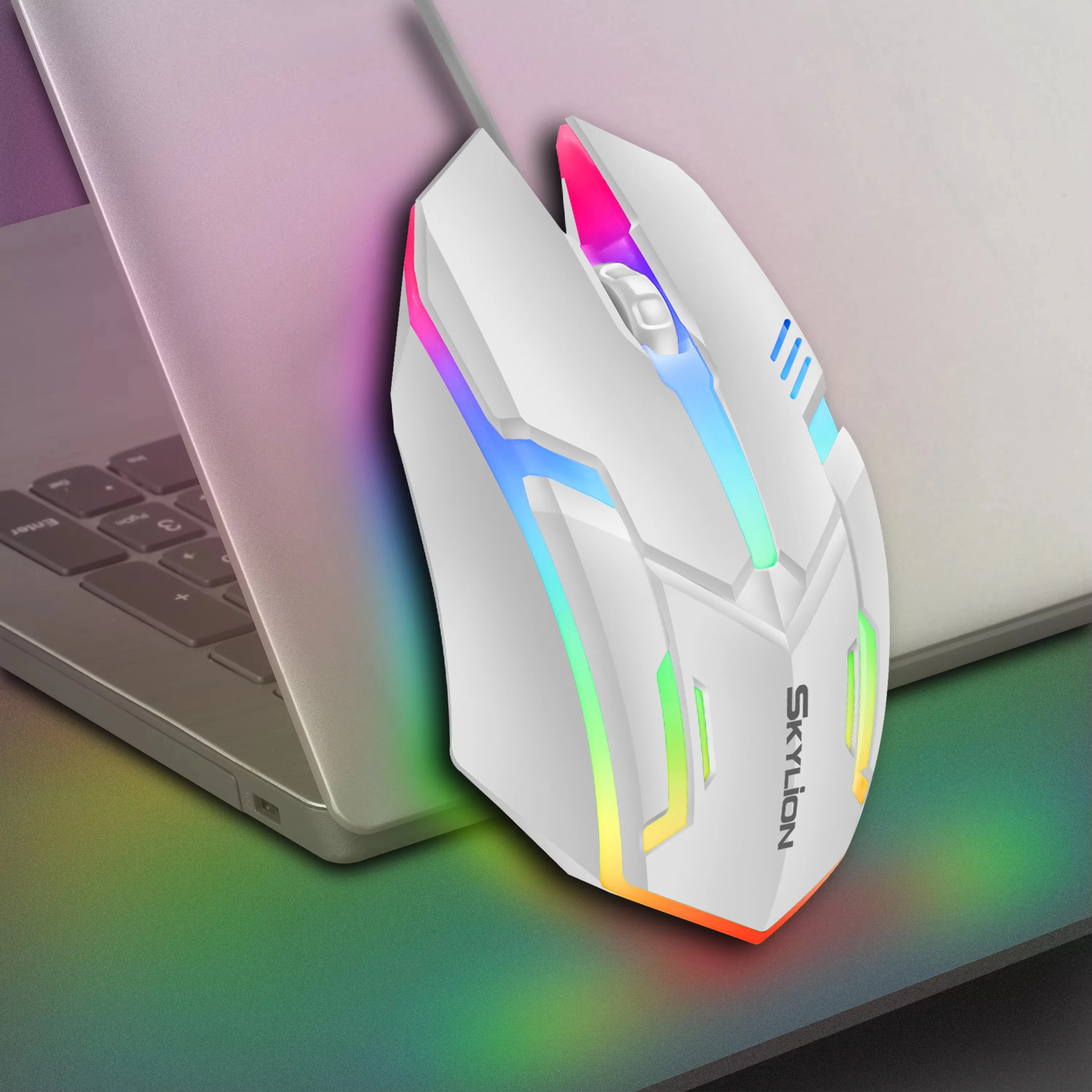 F1 verdrahtet 3 Tasten Maus bunte Beleuchtung Gaming und Büro – Bild 3