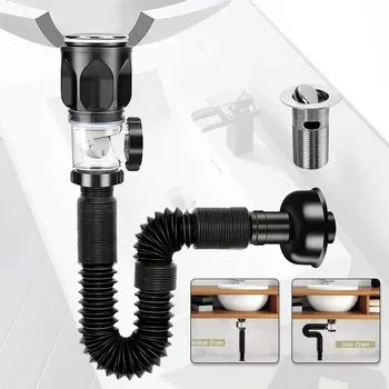 Universal Flip Edelstahl Waschbecken Wand Entwässerung srohr Küche Bad zubehör Anti-Geruch-Abflussrohr