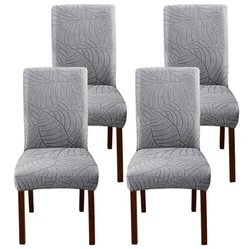 Blatt-Jacquard-Stuhlhussen, dehnbare, universelle Stuhlbezüge, einfarbige Sitzbezüge für Esszimmer, Hotel