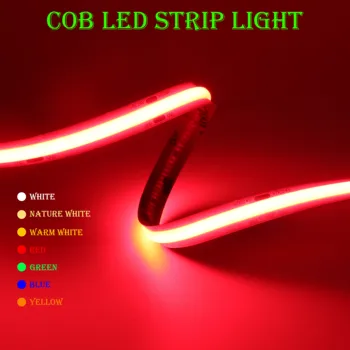 COB-LED-Streifenlicht, hohe Dichte, lineare Beleuchtung, 480/528 LEDs/m, flexibles Band, warm, natürliches