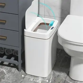 Weißer berührungsloser 15-Liter-Mülleimer mit intelligentem Sensor - elektronischer Badezimmer-Mülleimer