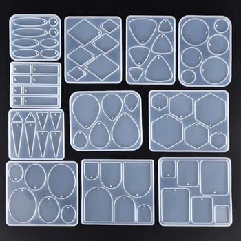 Geometrische Ohrring Anhänger Silikonform Runde Epoxidharzform für DIY Ornamente Schlüsselanhänger Halskette