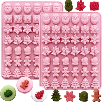 Weihnachts-Silikonform für Weihnachten, Schokoladen-Dekoration, 6/7 Formen, Gummibärchenform, Weihnachtsmann