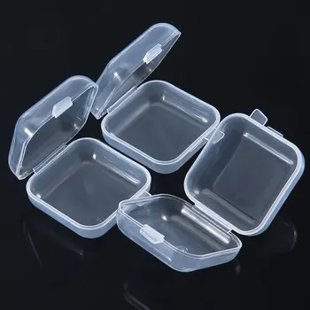 Mini Kunststoff Lagerung Box Transparent Schmuck Lagerung Box Container Tragbare Ohrring Ring Ohrstöpsel
