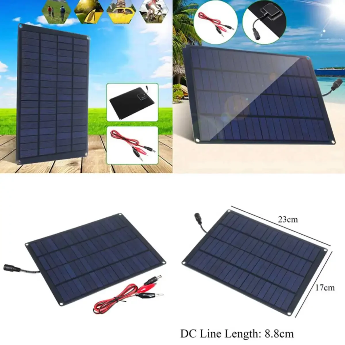 20W 18V Solarpanel mit Batterieclip + 10/20/30/50A – Bild 3