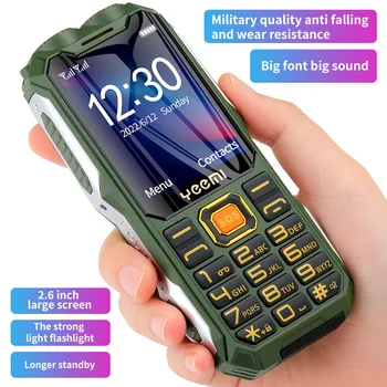 Q8 GSM 2G Robustes Mobiltelefon mit großer Batterie, doppelte Taschenlampe, 2,4-Zoll-HD-Bildschirm