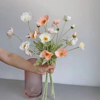 Künstliche Blumen Gefälschte Mohn Seide Blumen Langen Stiel Housewarming Garten Tisch Hochzeit DIY Party